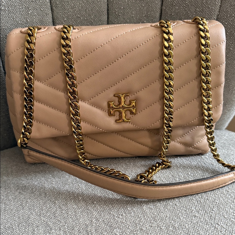 Tory Burch Beige Quilted Shoulder Bag